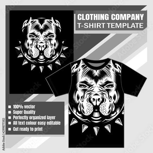 mock up clothing company, t-shirt template,pit bull hand drawing vector