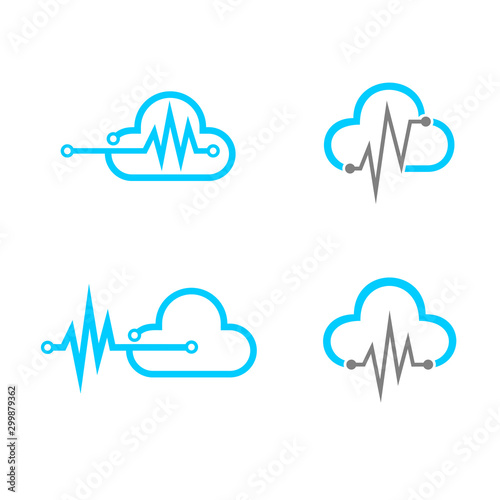 cloud beat, frequency cloud logo, cloud status vector logo template cloud