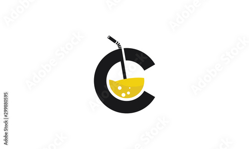 letter C with juice logo design inspirations