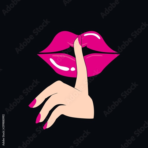 Sexy Woman Lips With Finger