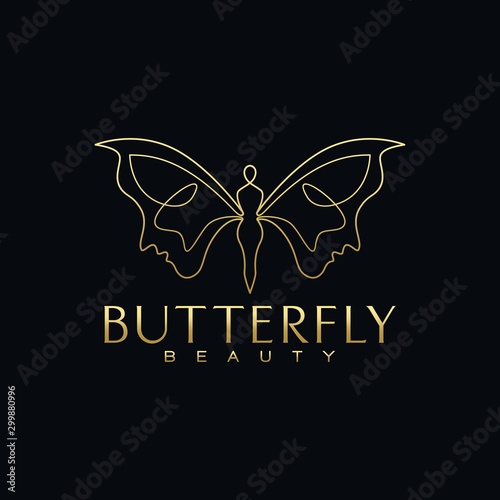 Beauty Butterfly Face Logo design