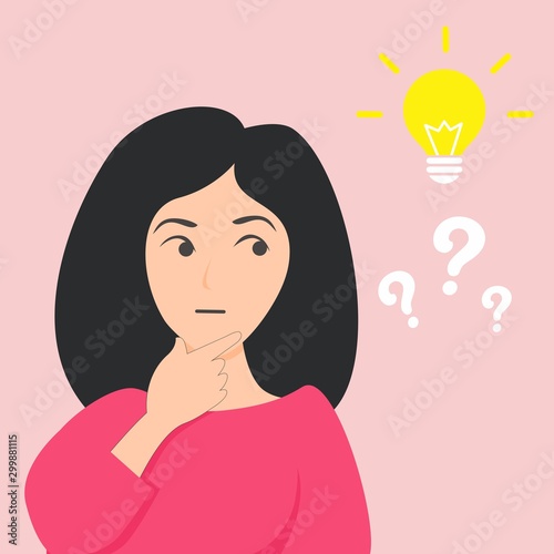 Flat Thinking Woman Vector