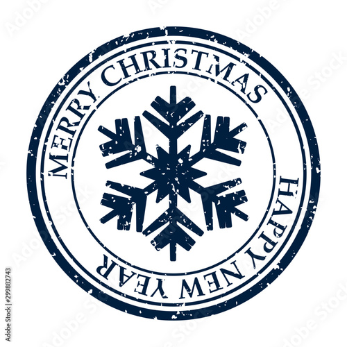 Merry Christmasand Happy New Year grunge dirty post stamp snowflakes icon