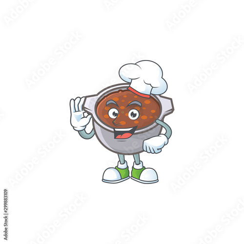 dish baked beans with cartoon chef mascot
