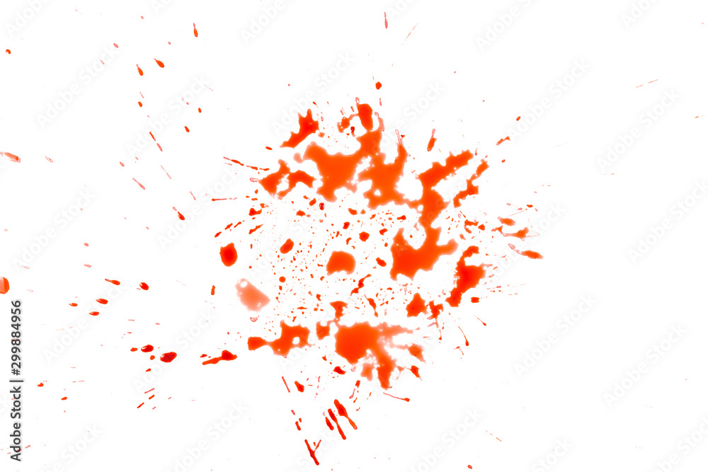 closeup drops of red blood isolated on white background,abstract pattern closeup drops of red blood isolated on white background,abstract pattern