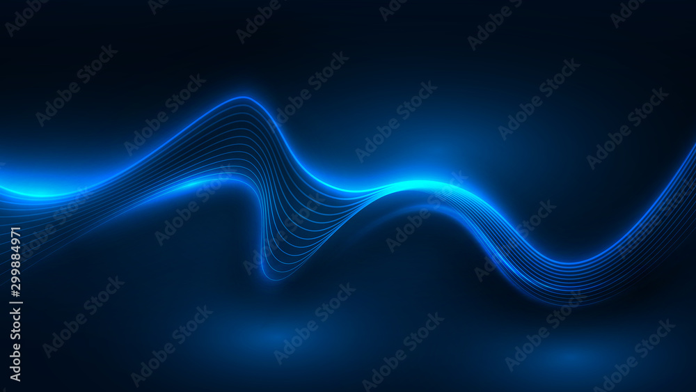 Fototapeta Niebieska fala świetlna energii z eleganckimi liniami