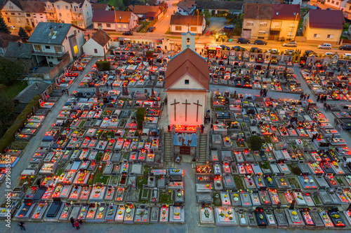 Bjelovar, Bjelovar Bilogora County, Croatia - November 1, 2019: All Hallows' Day on Bjelovar cemetery St. Andria photo