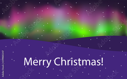 Fototapeta Naklejka Na Ścianę i Meble -  merry Christmas! holiday card with Northern lights. vector