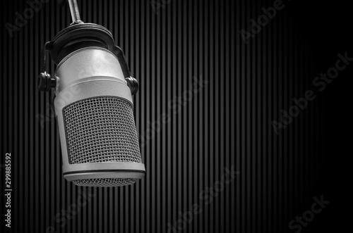 Professional microphone in Radio studio photo