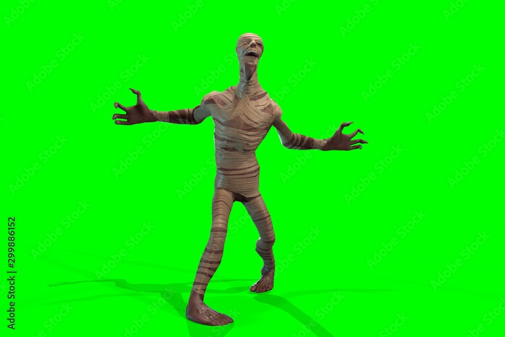 Fantasy character Mummy - 3D render, on green background Fantasy character Mummy - 3D render, on green background