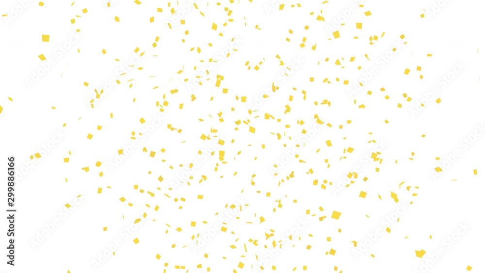 Animation of gold confetti explosion. 4K white background.
