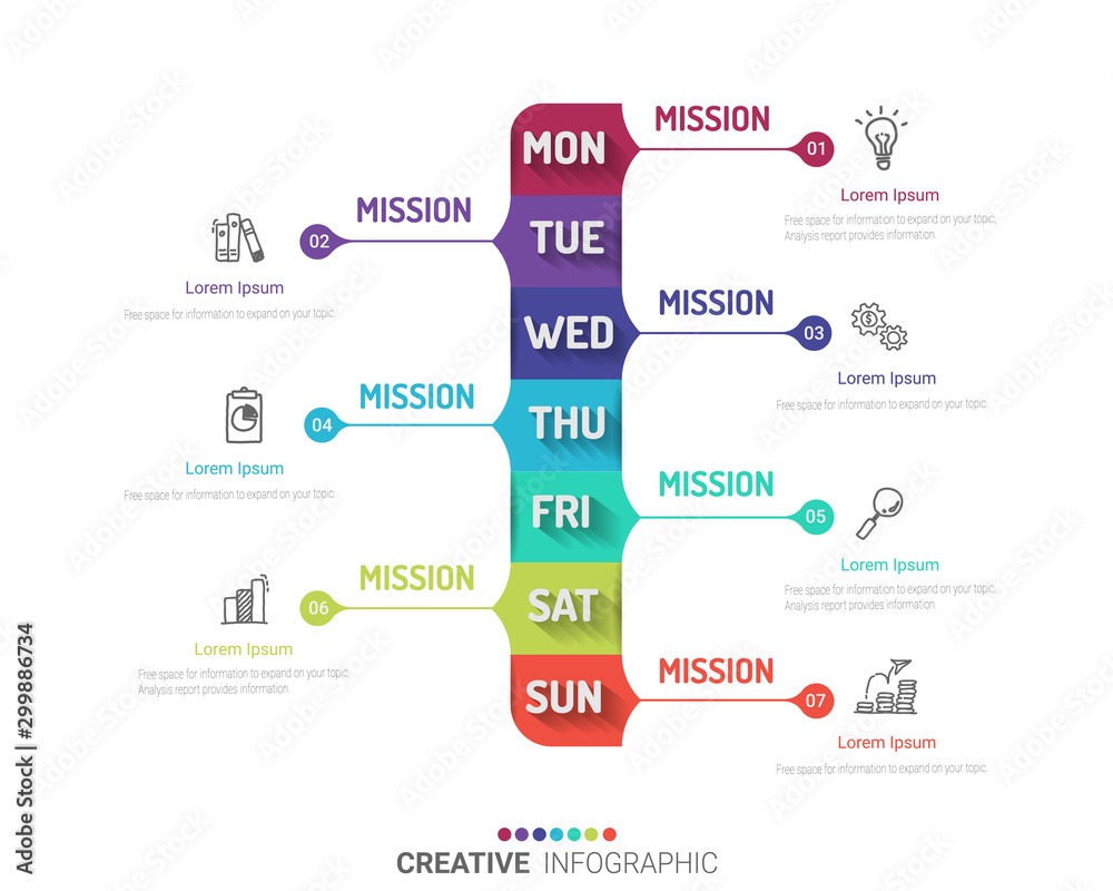 weekly planner, Timeline business for 7 day, Presentation business can be used for Business concept with 7 options, steps or processes. weekly planner, Timeline business for 7 day, Presentation business can be used for Business concept with 7 options, steps or processes.