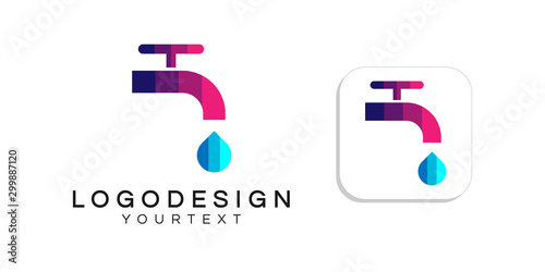 water faucet logo design. icon app smartphone color full