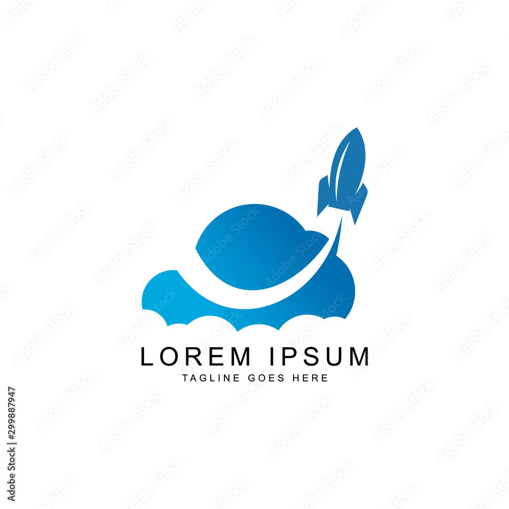 Advanced technology of rocket gliding and cloud vector logo design Advanced technology of rocket gliding and cloud vector logo design