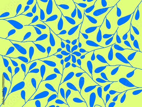 illustration of floral birua leaves on a light yellow background