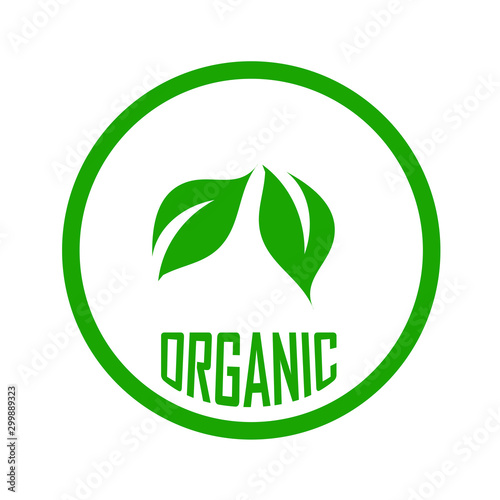 Leaves showing Organic food sign  leaf symbolizing Vegetarian friendly diet by European Vegetarian Union photo
