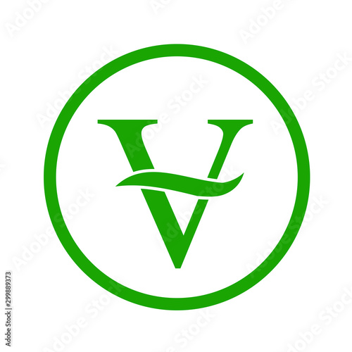 The V-label- V with a leaf symbolizing Vegetarian friendly diet by European Vegetarian Union photo