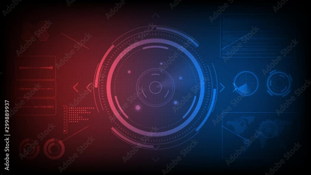 Futuristic radar screen monitor, searching target