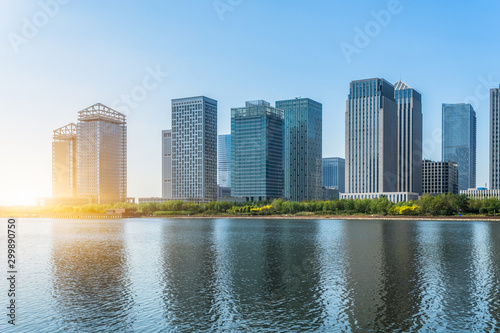 Tianjin city waterfront downtown skyline,China.. © hallojulie