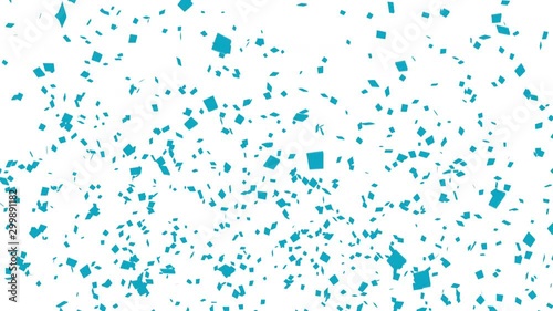  Animation of blue confetti poppers explosions 4K with copy space. on white background,party concept.