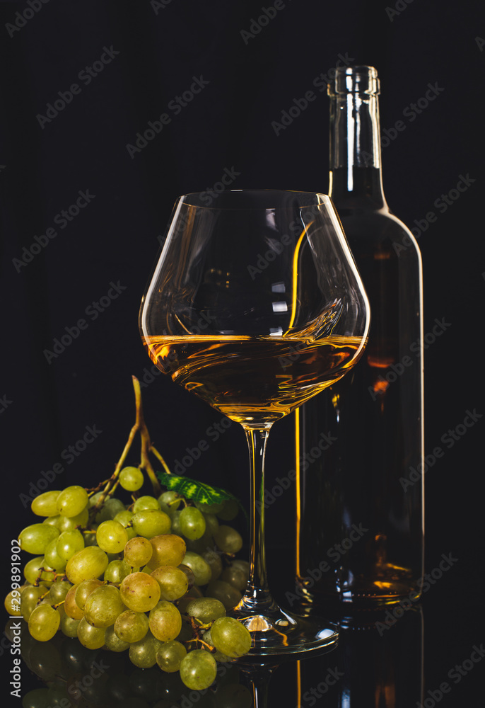 white wine with green grapes