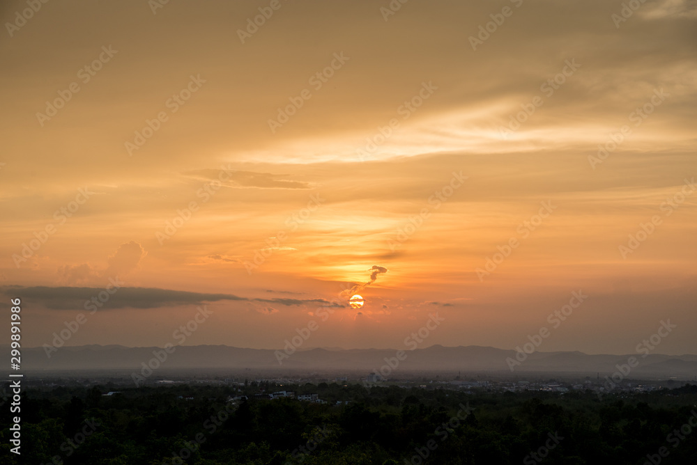 Sunset sky and cloud  twilight background