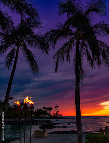 Tiki Torches in the Evening on the Big Island of Hawaii