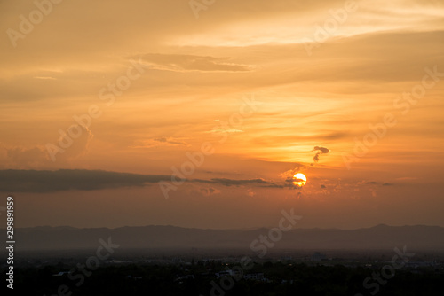 Sunset sky and cloud twilight background
