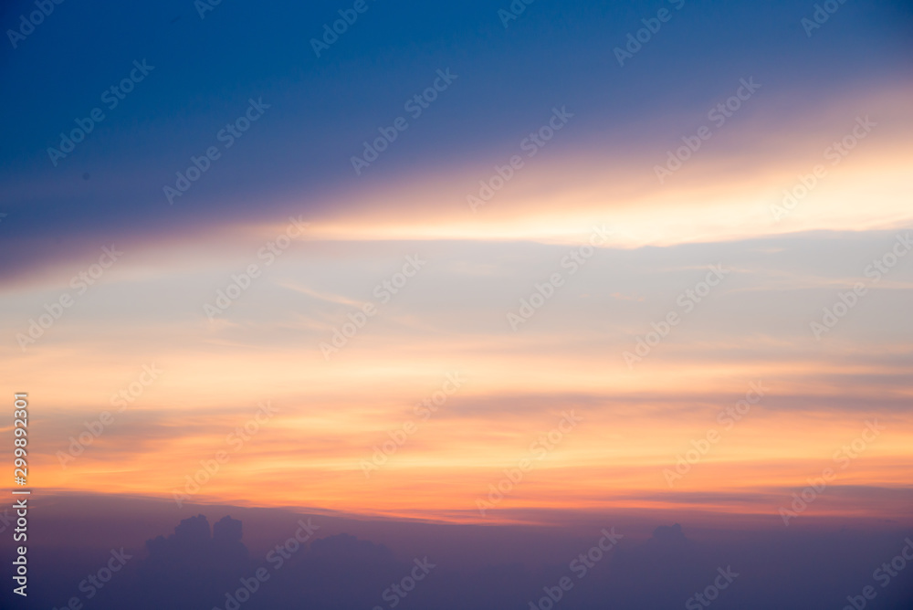 Sunset sky and cloud  twilight background