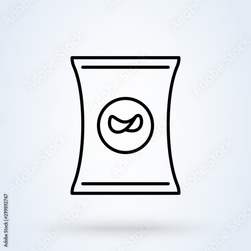 packet potato chips Simple vector. Linear modern icon design illustration