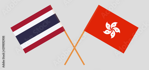 Crossed flags of Hong Kong and Thailand