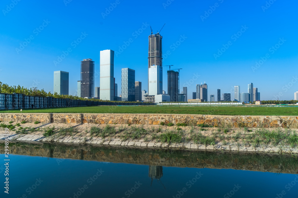 modern city waterfront downtown skyline,China. modern city waterfront downtown skyline,China.