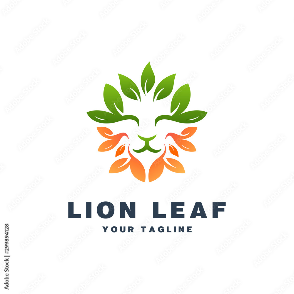 Lion leaf logo design Lion leaf logo design