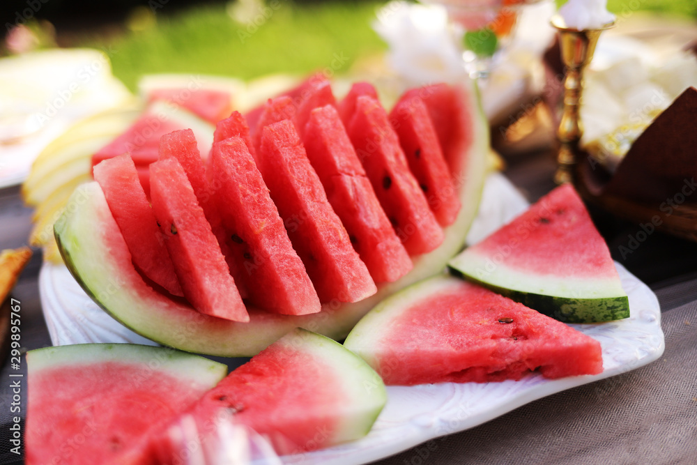slices of watermelon on plate