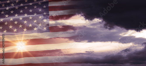 American National Holiday. US Flag background with American stars, stripes and national colors.