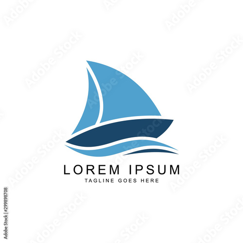 Creative sailing Ship Concept Logo Design Template