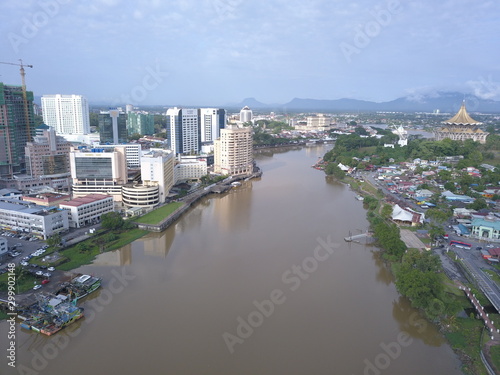 Kuching, Sarawak / Malaysia - October 16 2019: The buildings, landmarks and scenery of the Kuching city, capital of Sarawak, Borneo island