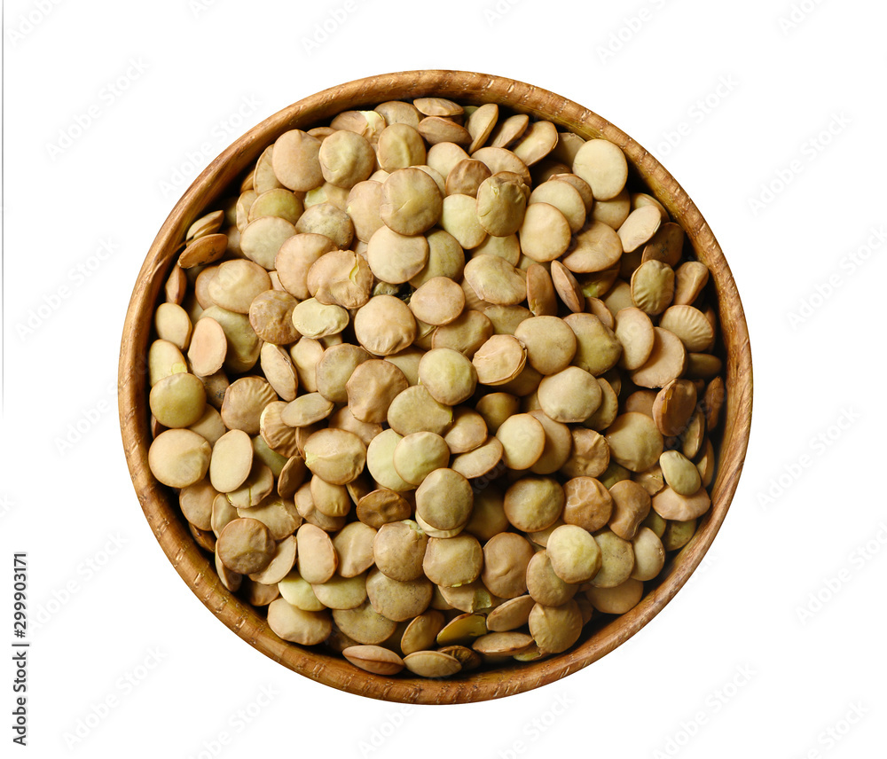Bowl of green lentil isolated on white background Bowl of green lentil isolated on white background