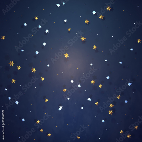3d render six-pointed golden stars at night.