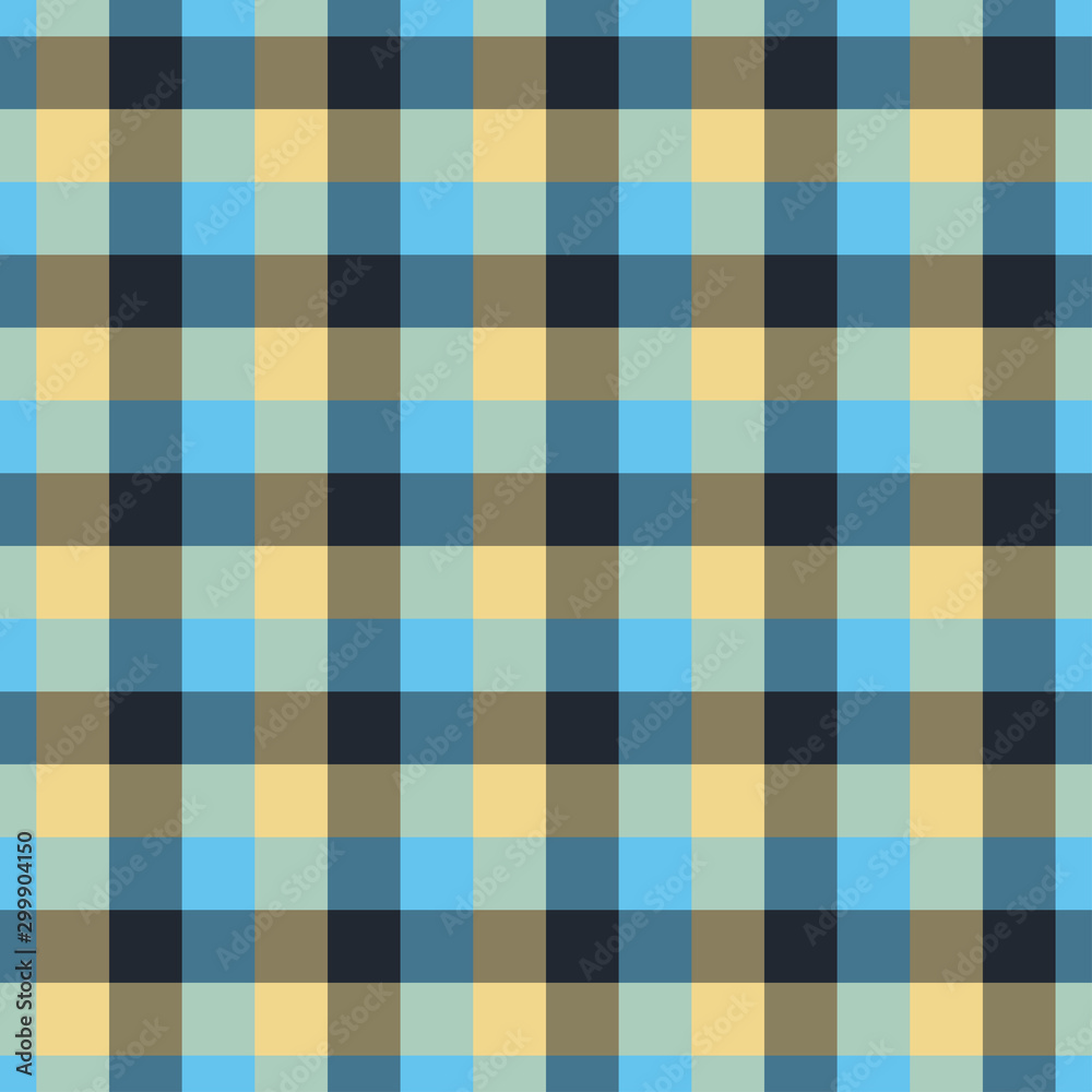 Gingham blue and black pattern.