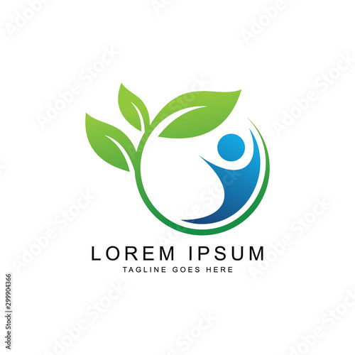Organic leaf people logo template