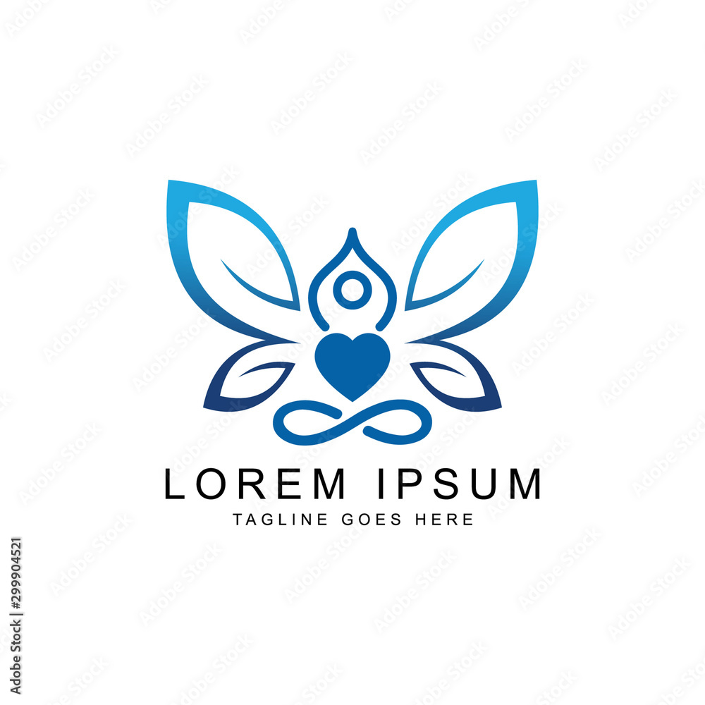 creative yoga person with a flower aroma logo template creative yoga person with a flower aroma logo template