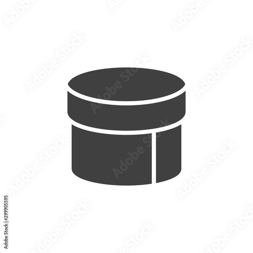Round box vector icon. filled flat sign for mobile concept and web design. Closed cardboard box glyph icon. Delivery symbol, logo illustration. Vector graphics