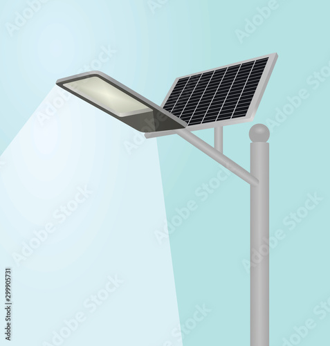 Solar panel street lights. vector illustration 