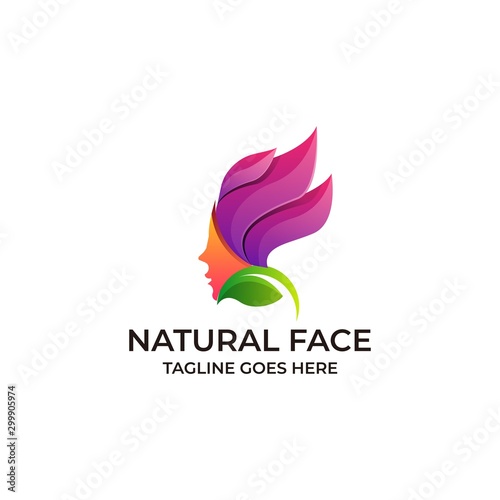 Natural Face Design Colorful concept Illustration Vector Template.