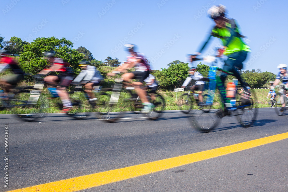 Fototapeta premium Cycling Riders Road Highway Motion Speed Blurs Public Race