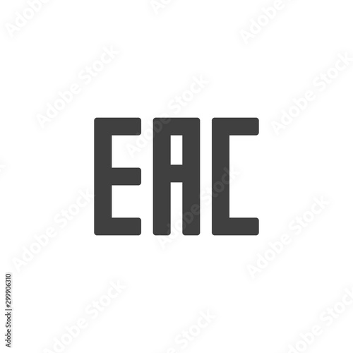 EAC sign vector icon. filled flat sign for mobile concept and web design. EAC mark glyph icon. Symbol, logo illustration. Vector graphics