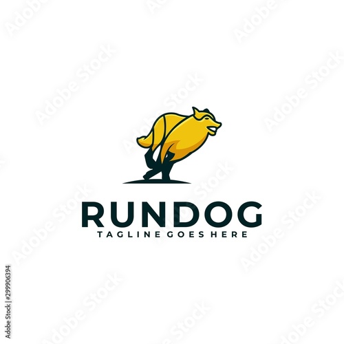 Run Dog Design concept Illustration Vector Template.