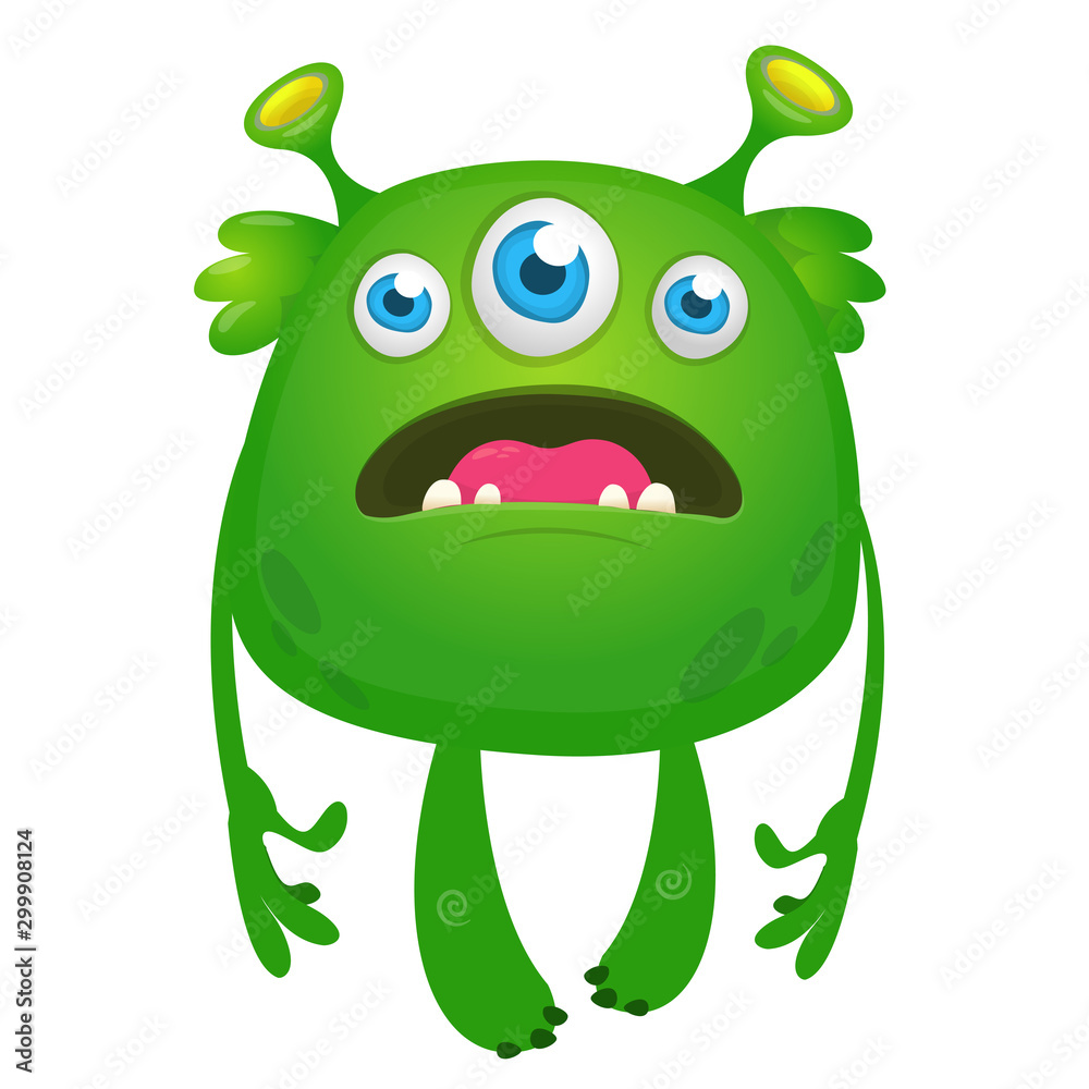 Funny cartoon monster. Vector illustration of excited monster character Funny cartoon monster. Vector illustration of excited monster character