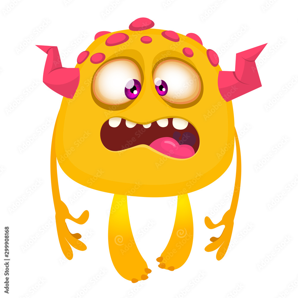 Obraz premium Funny cartoon monster. Vector illustration of excited monster character